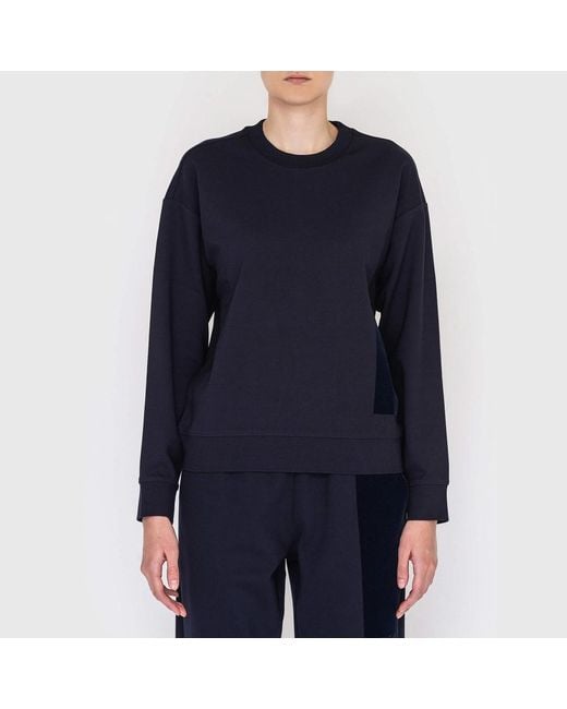 Emporio Armani Blue Round Collar Long Sleeve Sweater