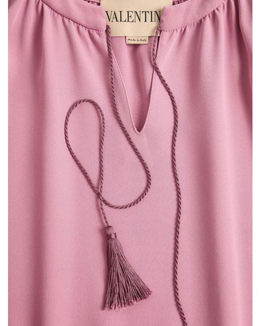 Valentino Pink Cady Couture V-Neck Feather-Trim Dress