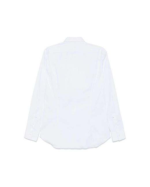 Mazzarelli White Lapel Long Sleeve Shirt for men
