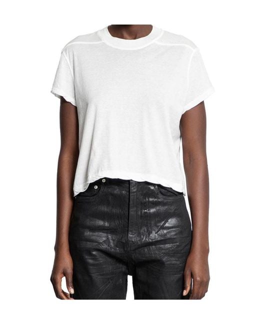 Rick Owens White Asymmetrical-Hem Organic Cotton Top