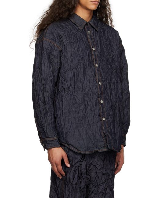Acne Blue Crinkled Denim Shirt Jacket for men