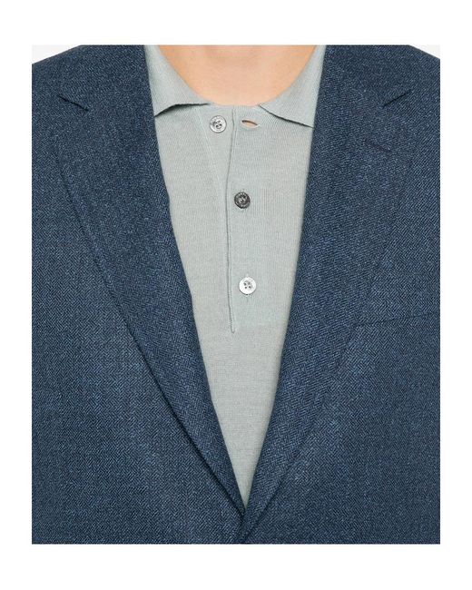Canali Blue Long-Sleeved Suit Jacket for men