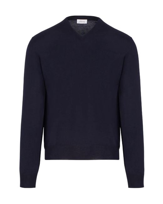 Brioni Blue V-Neck Sweater for men