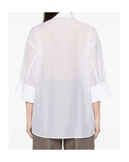 Peserico White Sheer Panel Oversized Shirt