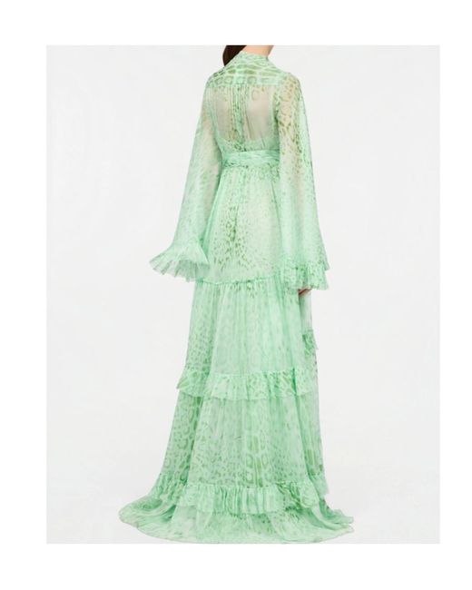 Roberto Cavalli Green Jaguar Print Dress