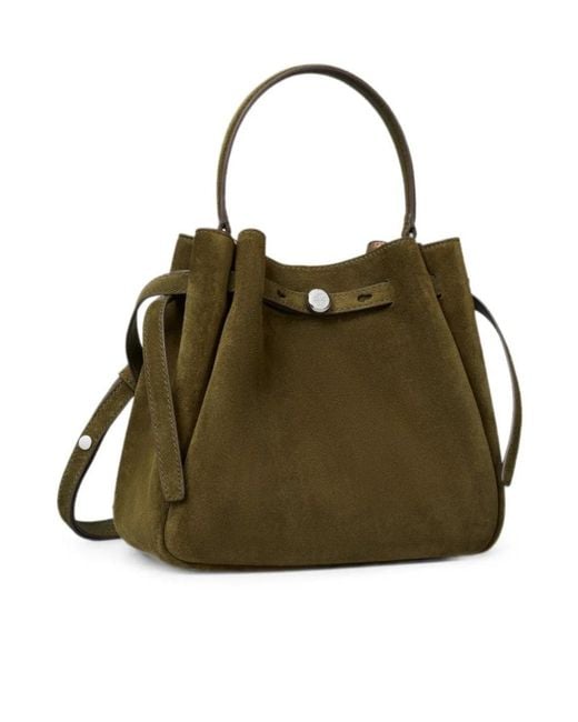 Tory Burch Green Romy Suede Bucket Bag
