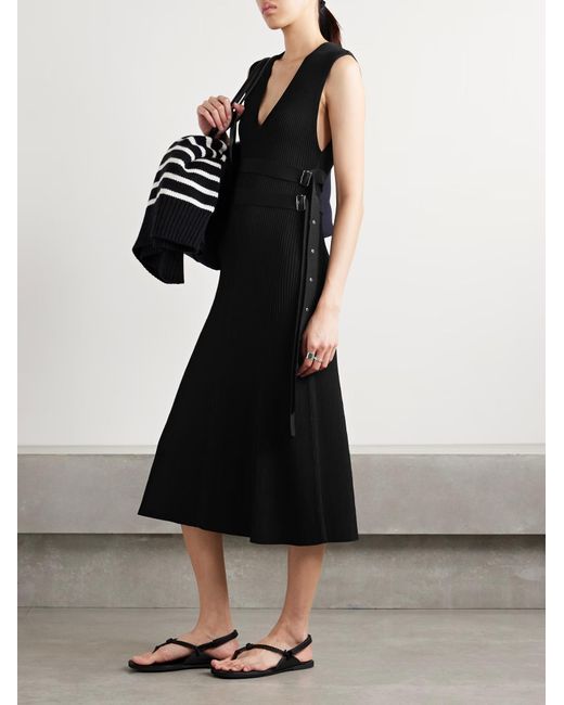 Proenza Schouler Black Madeline Ribbed Knit Dress