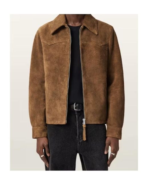 AllSaints Brown Dellcot Suede Jacket for men