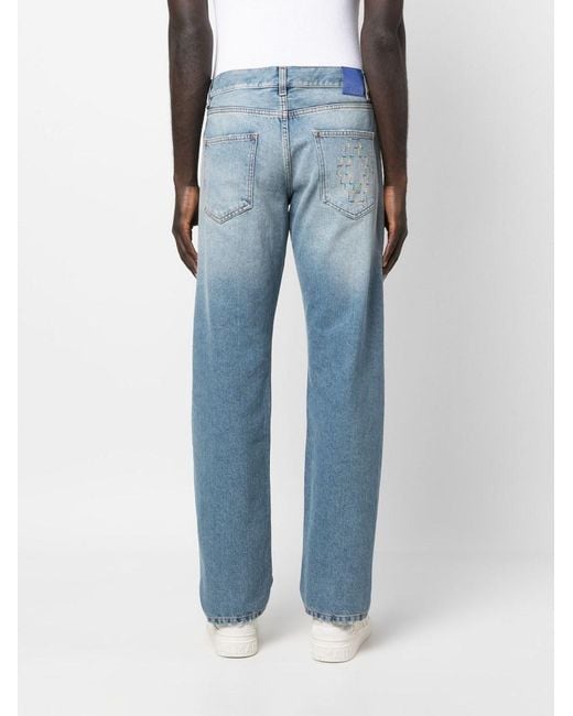 Marcelo Burlon Blue County Of Milan Logo Embroidered Jeans for men