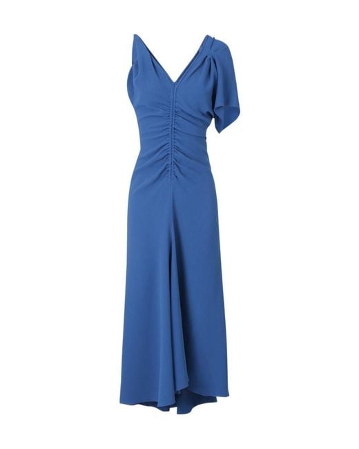 victoria beckham blue dress Crpe satin midi dress in blue - Victoria Beckham