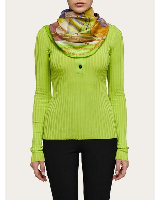 Ferragamo Green Ferragamo Sailing Printed Scarf