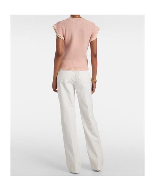 Chloé Pink Ruffled Wool Top