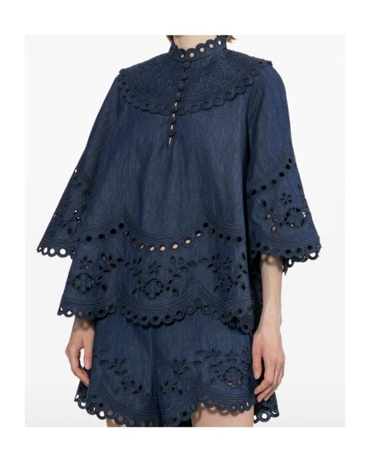 Zimmermann Blue Cotton Blouse