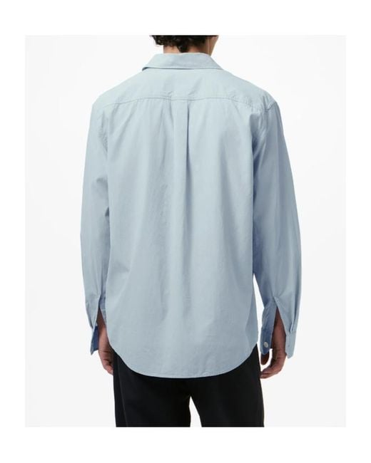 Our Legacy Blue Long-Sleeved Curved Hem Shirt for men