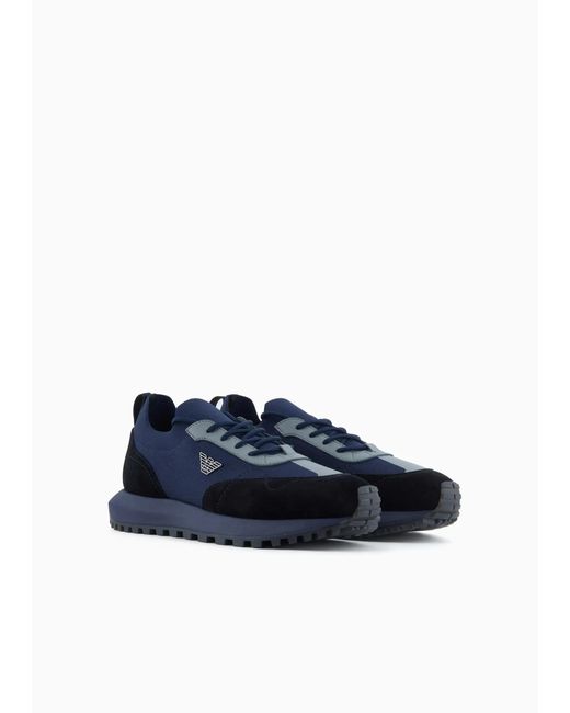 Emporio Armani Blue Lace Up Sneakers for men