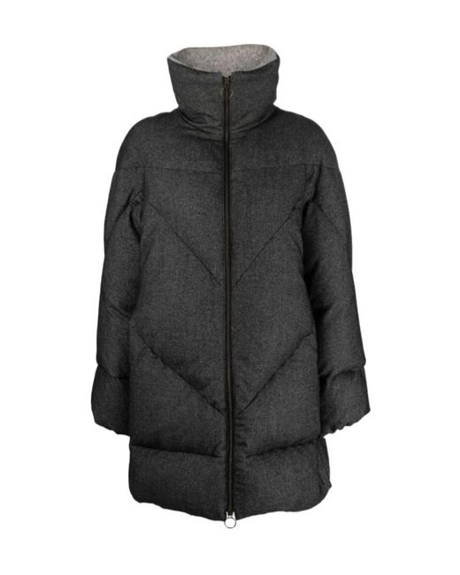 Eleventy Gray High Neck Quilted Coat