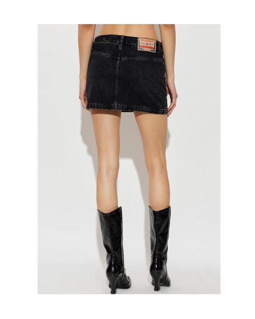DIESEL Black Logo Patch Denim Skirt