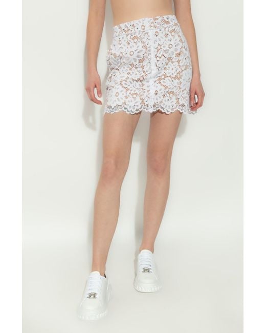 MICHAEL Michael Kors White Studded Corded Floral Lace Mini Skirt