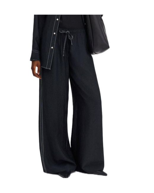 Filippa K Black Eve Draped Wide-Leg Pants