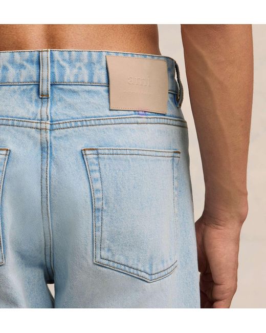 AMI Blue Mid Rise Straight Leg Jeans for men