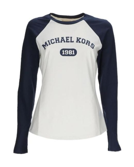 MICHAEL Michael Kors Blue Graphic Logo Baseball T-Shirt