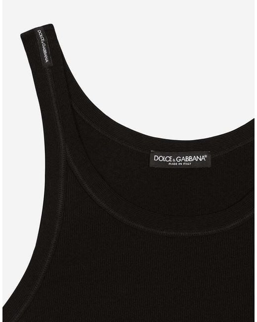 Dolce & Gabbana Black Ribbed-Knit Tank Top for men