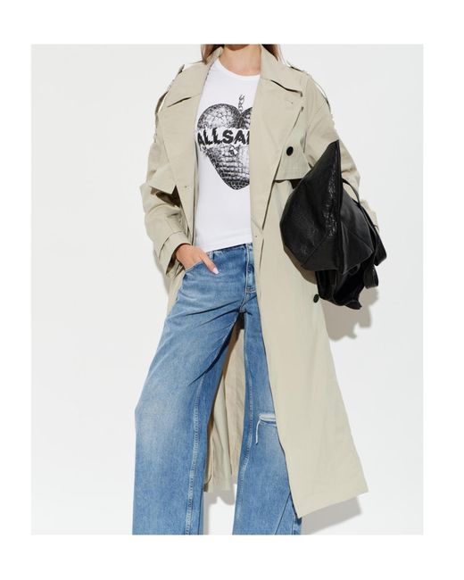 AllSaints Natural Collared Long-Sleeved Coat