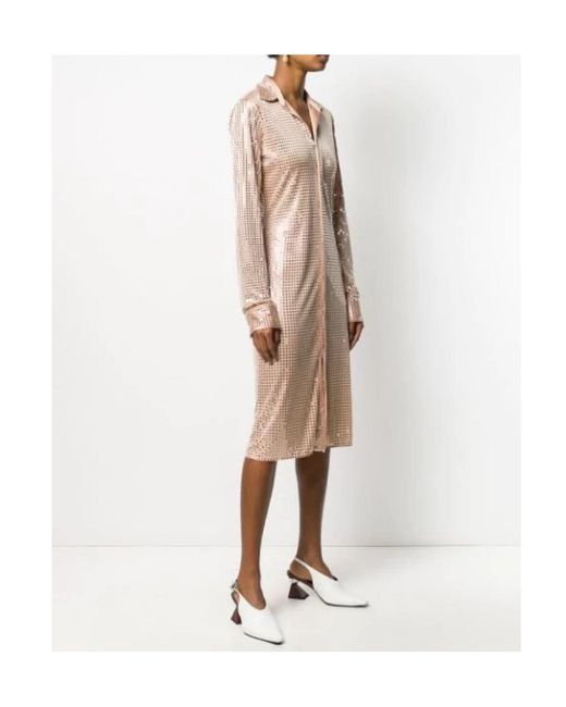 Bottega Veneta Pink Embellished Mosaic Shirt Dress