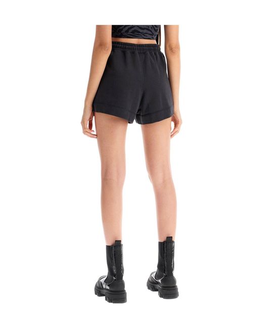 Ganni Black Logo Embroidered Drawstring Shorts