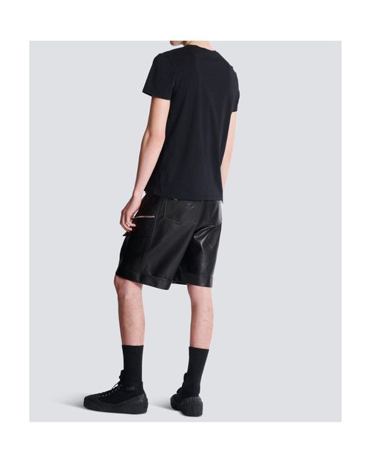 Balmain Black Logo Printed Crewneck T-Shirt for men