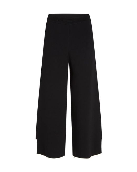 Karl Lagerfeld Black Contrast-Piping Palazzo-Pant