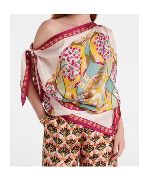 LaDoubleJ White Florette Placée Asymmetric Silk Twill Top