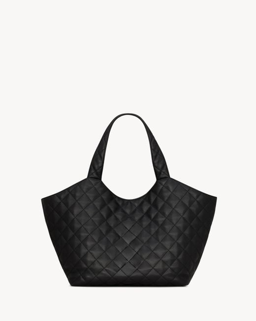 Saint Laurent Black Icare Quilted Nappa Leather Tote