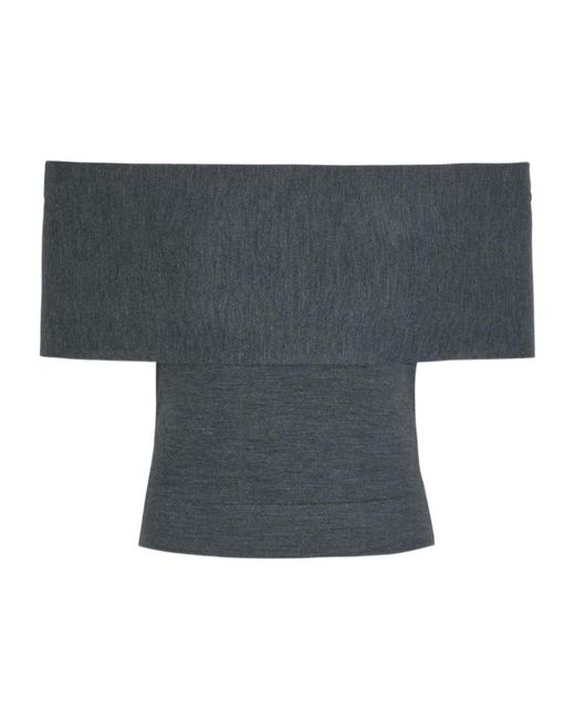 Jonathan Simkhai Gray Callahan Off-The-Shoulder Wool Top