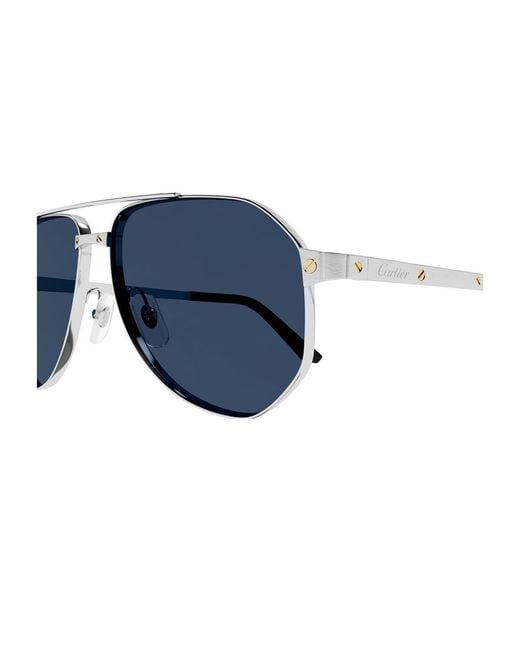 Cartier Blue Pilot Frame Sunglasses for men
