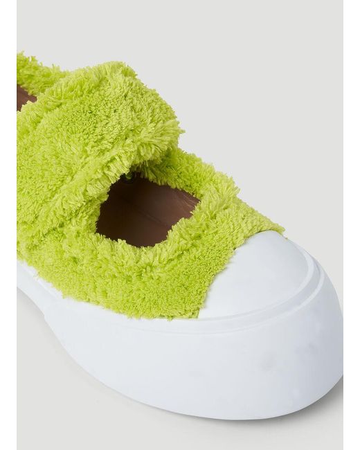 Marni Yellow Pablo Furry Mary Janes Flat Shoes