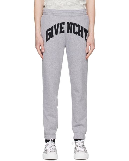 Givenchy Gray Logo Printed Elastic Waist Jogging Pants for men