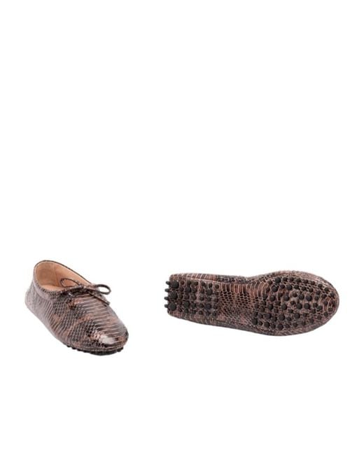 Alberta Ferretti Brown Bow-Detail Ballet Flats