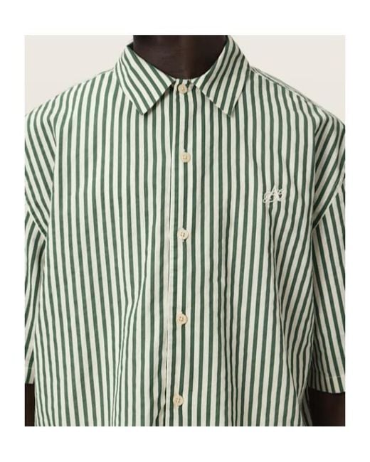 AllSaints Green Chopin Boxy Short Sleeve Striped Shirt for men