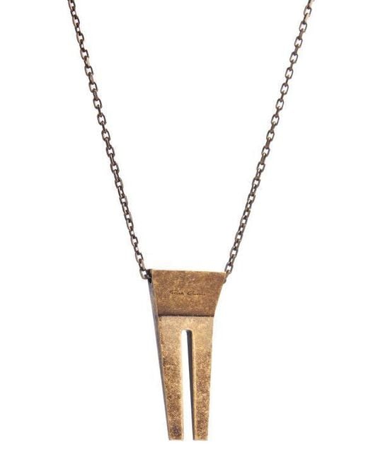Rick Owens White Logo Necklace for men
