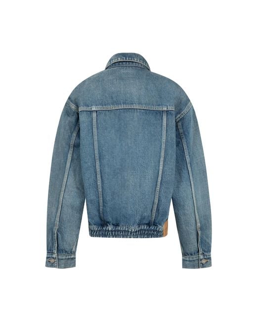 Saint Laurent Blue Collared Long-Sleeved Denim Jacket