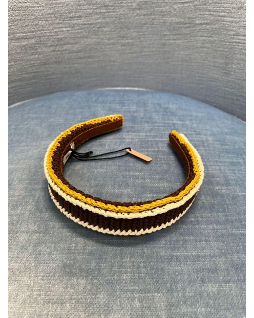 Miu Miu Metallic Crochet-Striped Headband
