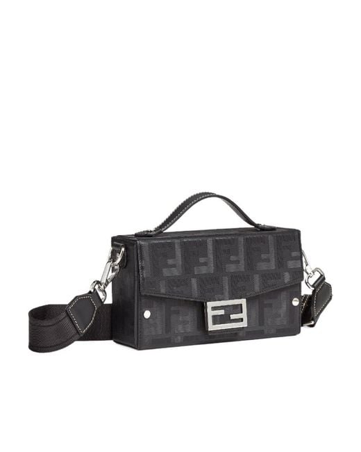 Fendi Black Baguette Soft Trunk Top Handle Bag for men