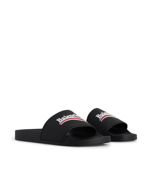 Balenciaga Black Political Campaign Pool Slides