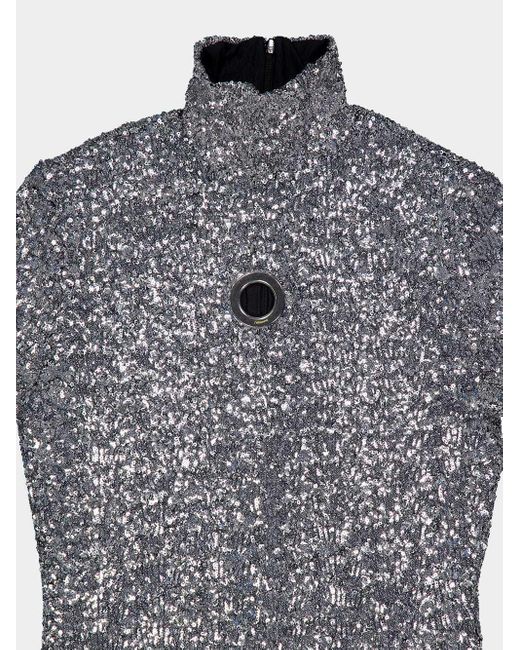 Rabanne Blue Rabanne Sequin Turtle-Neck Top