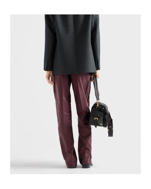 Prada Purple Triangle-Logo Elasticated Waistband Pants