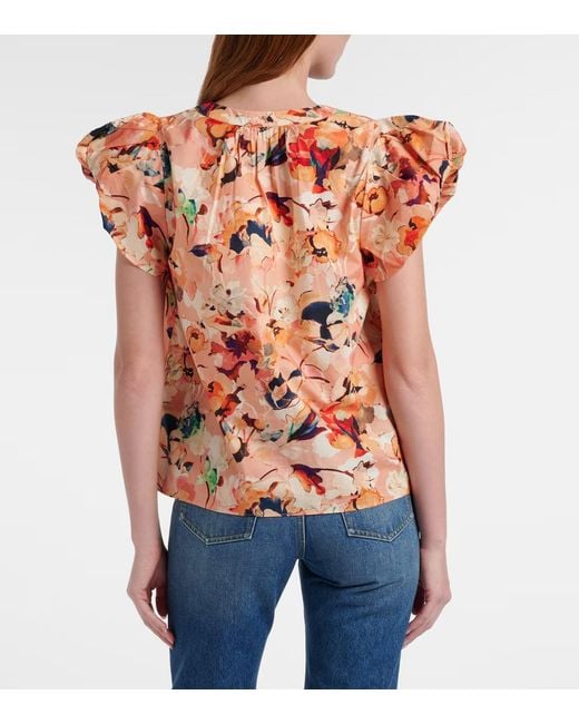 Ulla Johnson Orange Floral Cotton Top