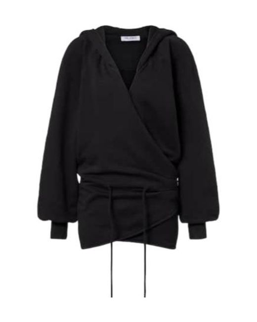 The Attico Black Cotton Jersey Sweatshirt Dress