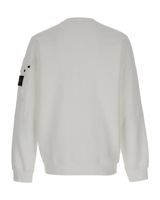 Stone Island Gray Logo Patch Crewneck Sweatshirt for men