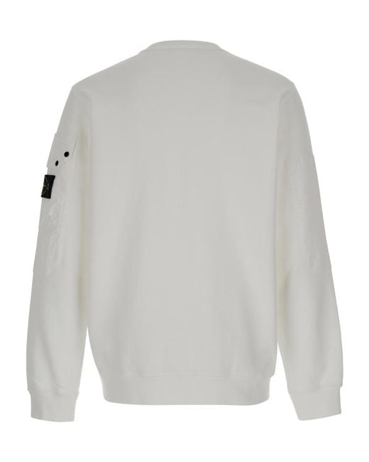 Stone Island Gray Logo Patch Crewneck Sweatshirt for men
